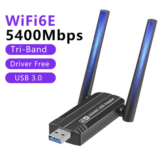 Dongle USB3.0 WiFi 6E Tri-Band 2.4G 5G 6G Compatible Windows seulement